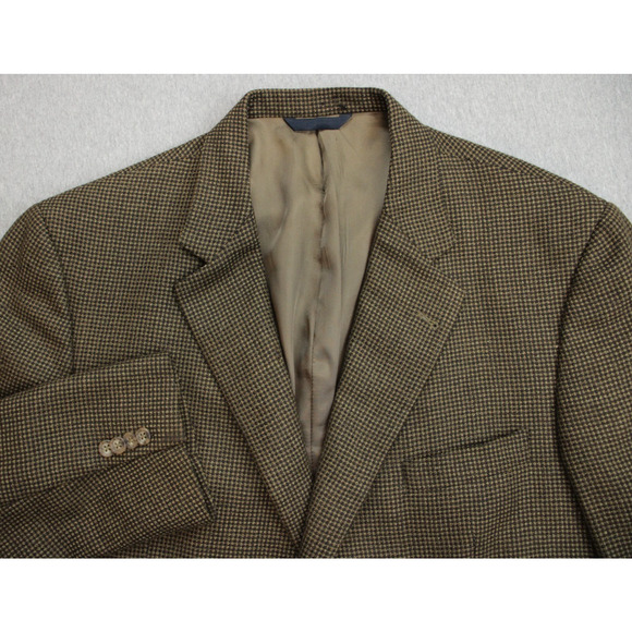 Burberry Blazer Mens 46L Brown Check 100% Wool 2 Button Single Breasted Jacket - Picture 1 of 13